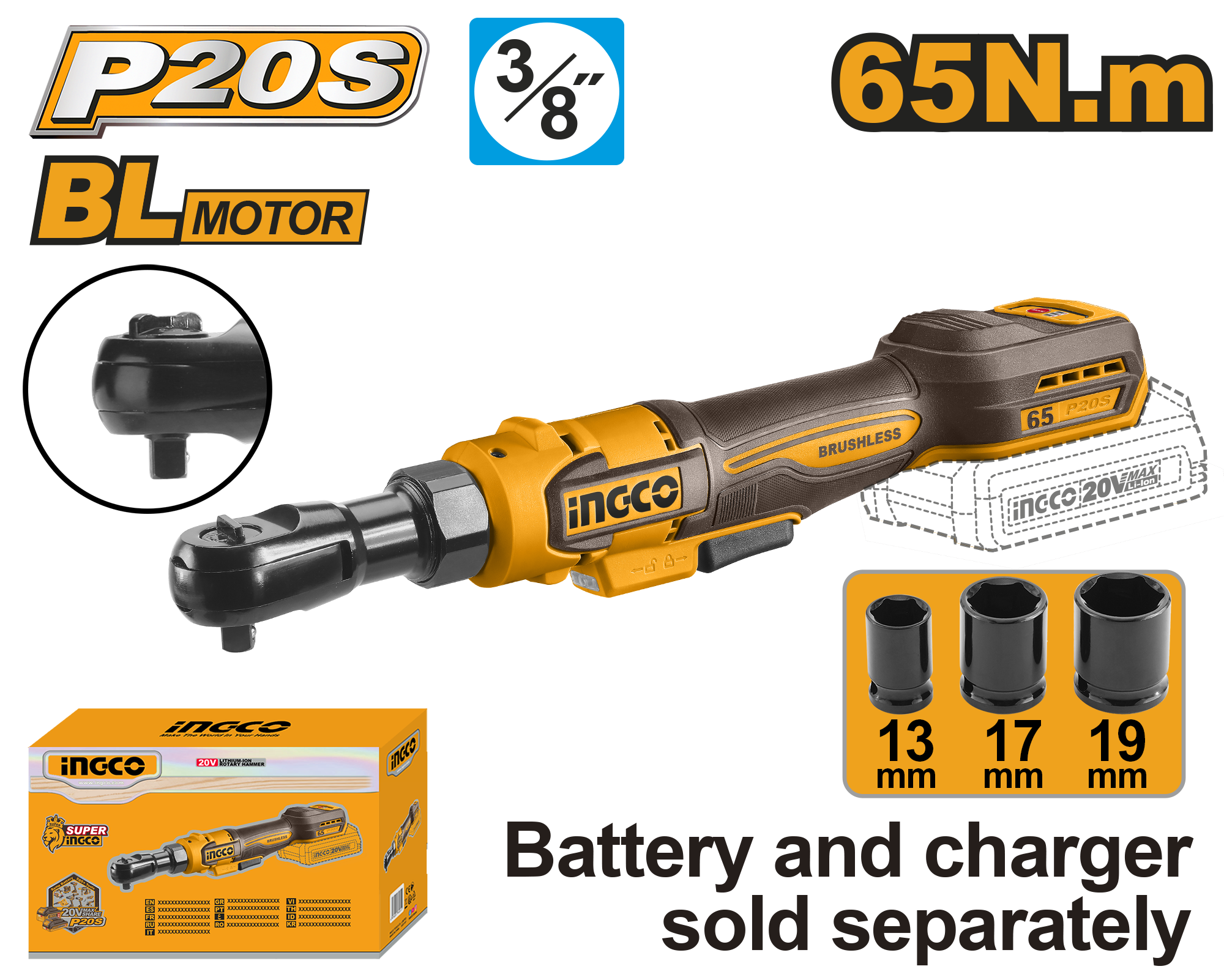 Ingco Cordless Ratchet Wrench - CDRLI206521