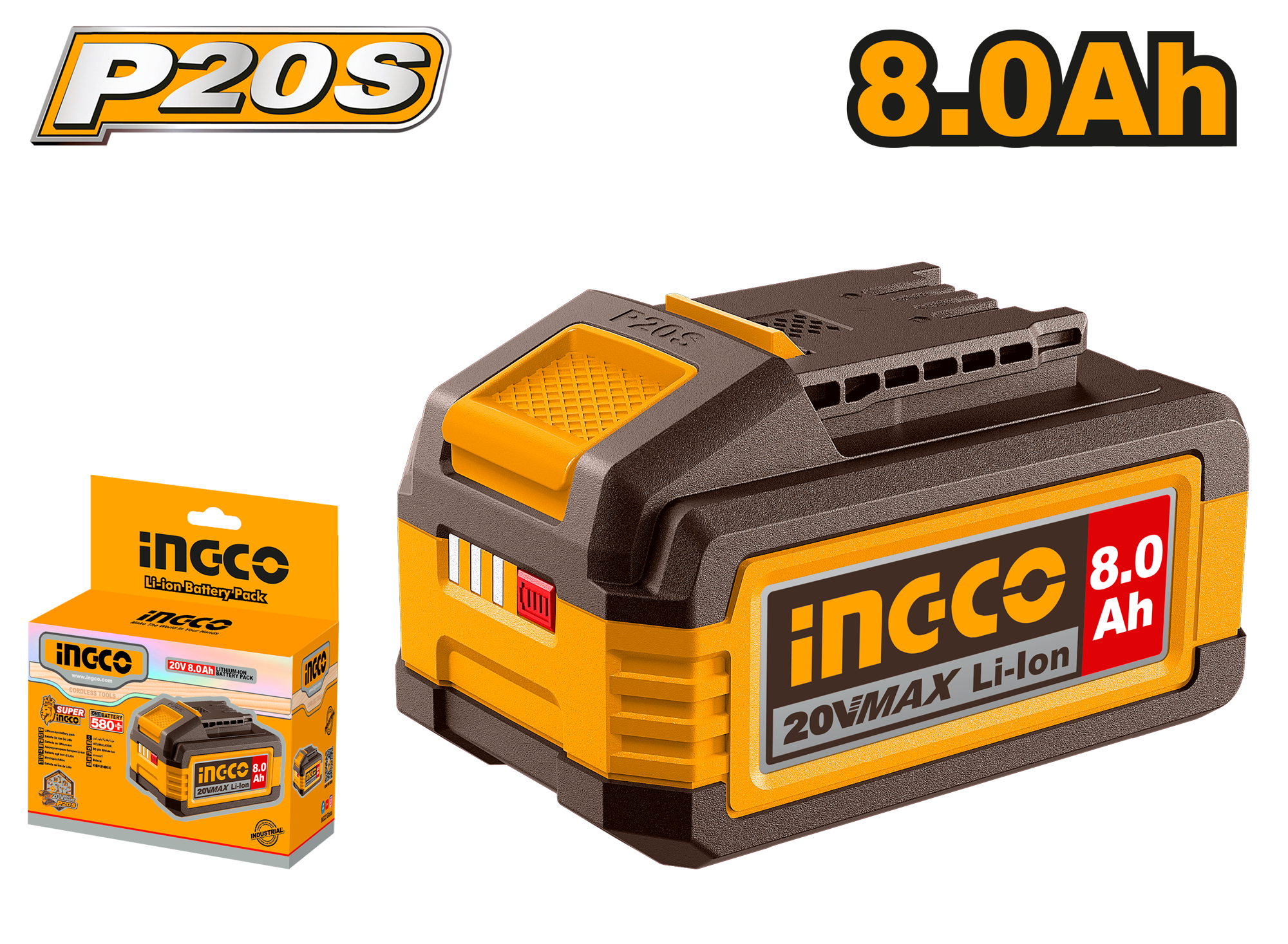 Ingco 8.0AH 20V Lithium-Ion Battery - FBLI2128